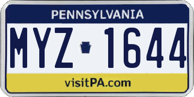 PA license plate MYZ1644