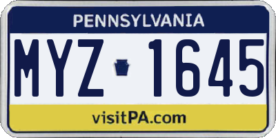 PA license plate MYZ1645