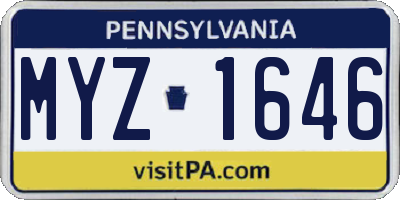 PA license plate MYZ1646