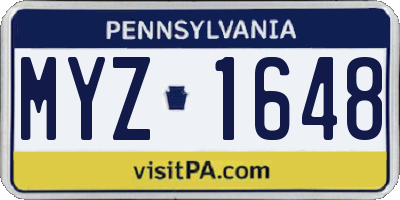 PA license plate MYZ1648