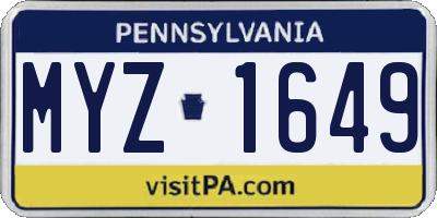PA license plate MYZ1649