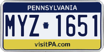 PA license plate MYZ1651
