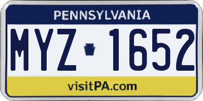 PA license plate MYZ1652