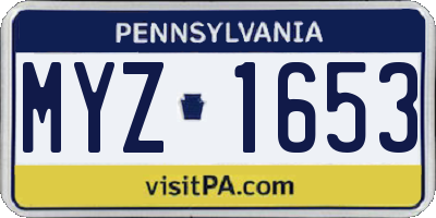 PA license plate MYZ1653