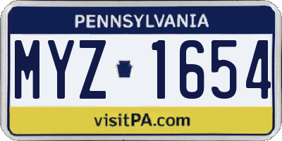 PA license plate MYZ1654