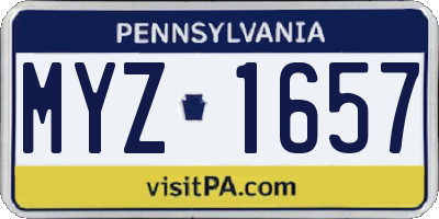 PA license plate MYZ1657