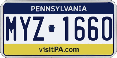 PA license plate MYZ1660
