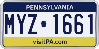 PA license plate MYZ1661
