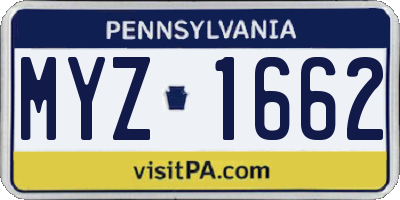 PA license plate MYZ1662