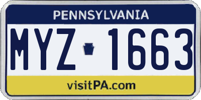 PA license plate MYZ1663