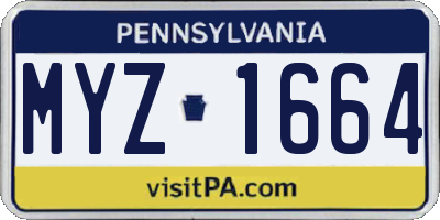 PA license plate MYZ1664