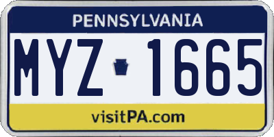 PA license plate MYZ1665