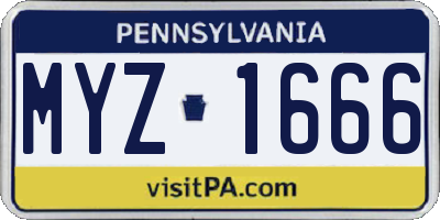 PA license plate MYZ1666