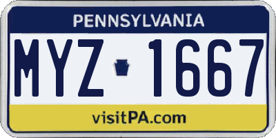 PA license plate MYZ1667