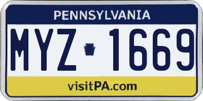 PA license plate MYZ1669