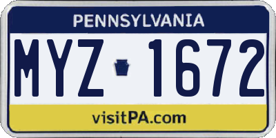 PA license plate MYZ1672