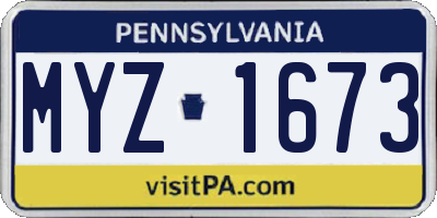 PA license plate MYZ1673