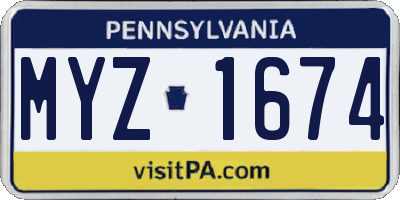 PA license plate MYZ1674