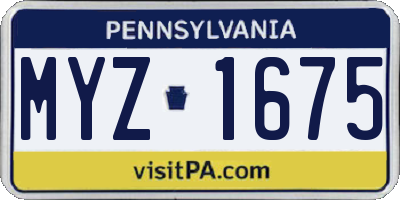PA license plate MYZ1675