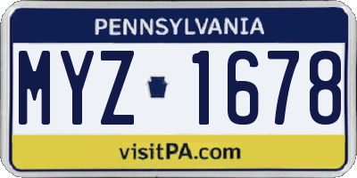 PA license plate MYZ1678