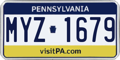 PA license plate MYZ1679