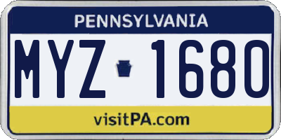 PA license plate MYZ1680