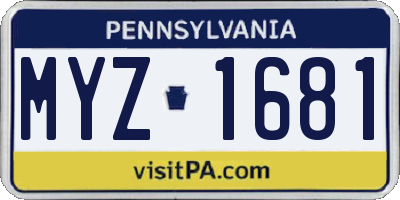 PA license plate MYZ1681