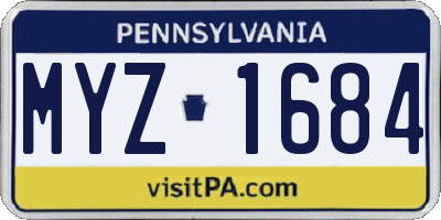 PA license plate MYZ1684