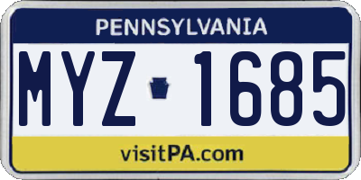 PA license plate MYZ1685