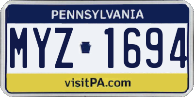 PA license plate MYZ1694