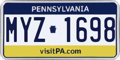 PA license plate MYZ1698