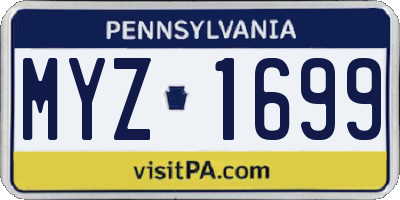 PA license plate MYZ1699