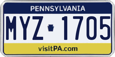 PA license plate MYZ1705