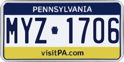 PA license plate MYZ1706