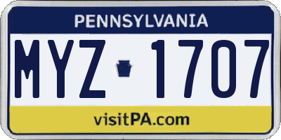 PA license plate MYZ1707