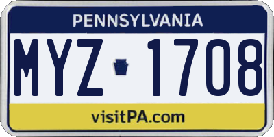 PA license plate MYZ1708