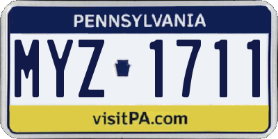 PA license plate MYZ1711