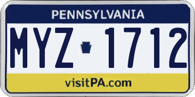 PA license plate MYZ1712