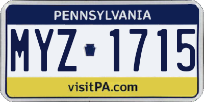 PA license plate MYZ1715