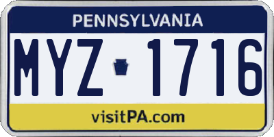 PA license plate MYZ1716