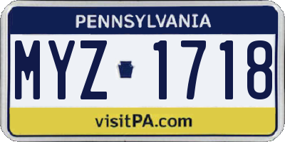 PA license plate MYZ1718