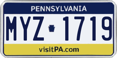 PA license plate MYZ1719