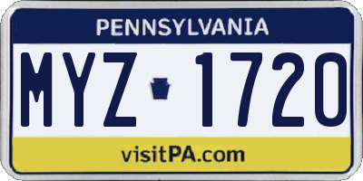 PA license plate MYZ1720