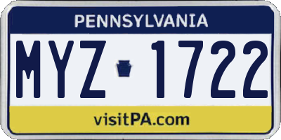 PA license plate MYZ1722