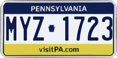 PA license plate MYZ1723
