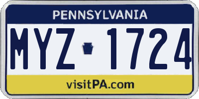 PA license plate MYZ1724