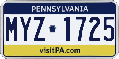 PA license plate MYZ1725