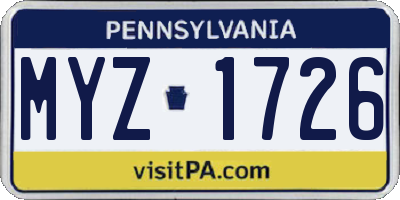 PA license plate MYZ1726