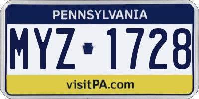 PA license plate MYZ1728
