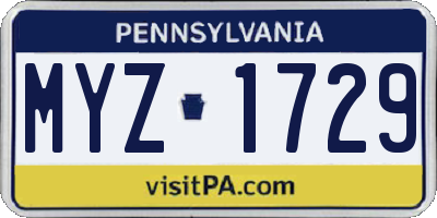 PA license plate MYZ1729